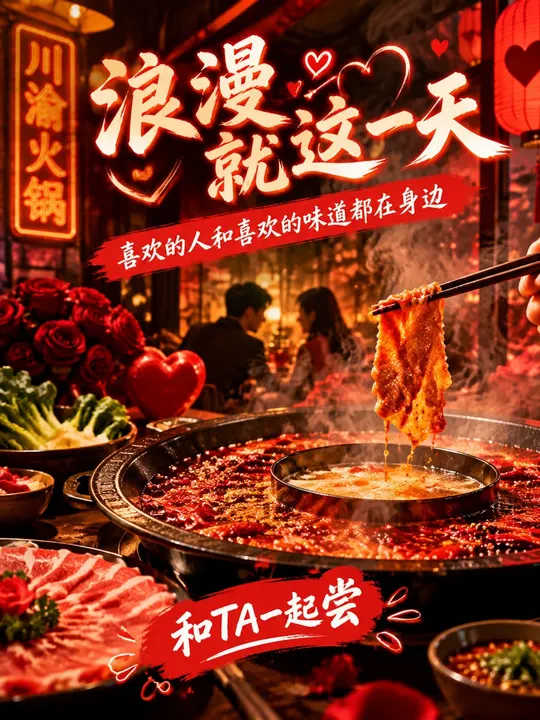 火锅店情人节海报样片