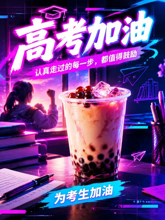 奶茶茶饮 高考海报