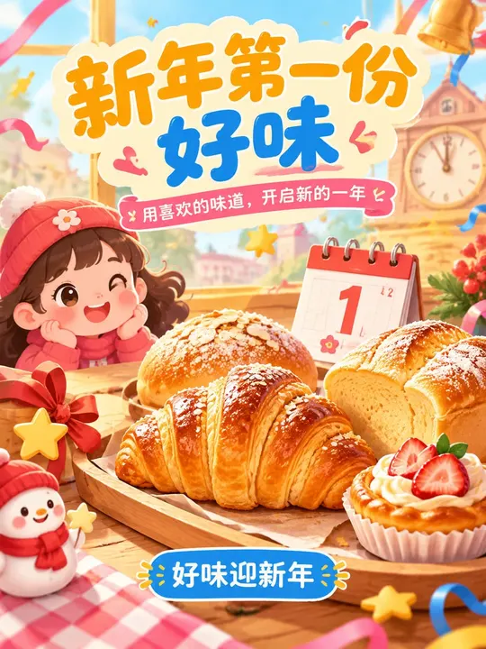 烘焙店元旦海报样片